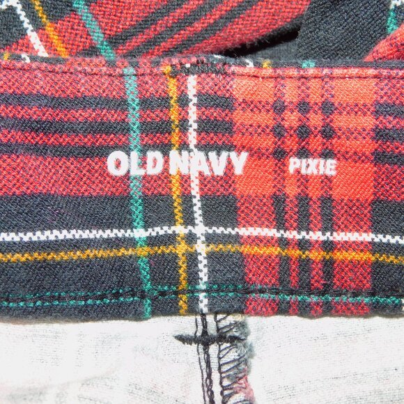Old Navy Womens 16 Red Black Green Plaid Pixie Pant - Picture 2 of 6